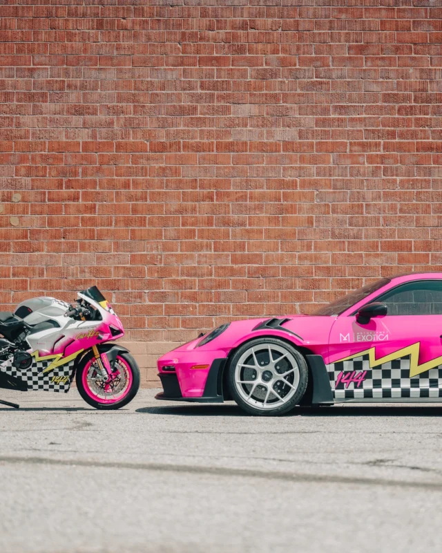 The Motorsport Exotica dynamic duo—
+ custom matching liveries by @emxbp 

Following last week’s initial build and livery consult for his new V4R, @_genxkid_ did what any reasonable man would do and bought a GT3RS Weissach to match. With 5 days until car week, this was no easy feat but we made it happen. 

A massive thank you to the dream team @sunsetwrapworks for helping make this possible. 

The GT3RS will be at car week and on display at @montereymotorsportsfestival 

Stay tuned for the full build post on the V4R. 

#motorsportexotica #v4r #gt3rs #carweek #montereycarweek #ducati #porsche